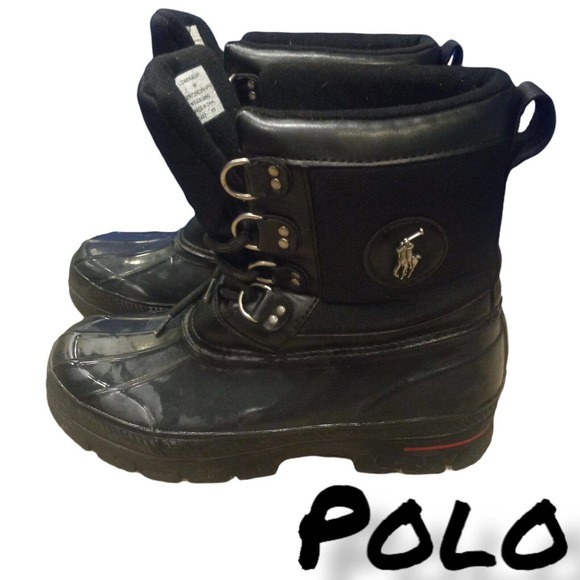 Polo Ralph Lauren Shoes | Polo Ralph Lauren Men's Black Rubber \u0026 Cordura Waterproof Snow Boots Size 9D | Color: Black | Size: 9 | Chellerea's Closet